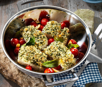 Herb-Crusted Cod with Roasted Cherry Tomatoes