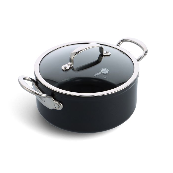 GreenPan Barcelona Hard Anodized Set di Padelle Antiaderenti in Ceramica Anodizzata Dura 3 Pezzi, 20 cm, 24 cm e 28 cm, Senza PFAS,Manico in Acciaio Inox,Antigraffio,Induzione,Forno,Lavastoviglie,Nero