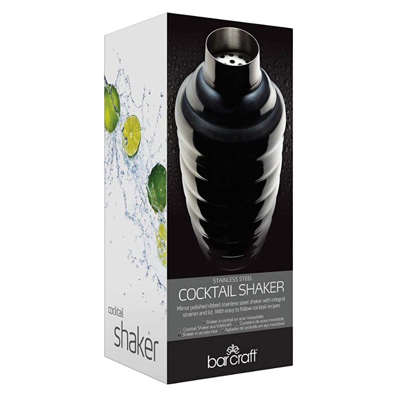Kitchen Craft Barcraft Ribbed Cocktail Shaker 500ml Stainless Steel (6857973628986)