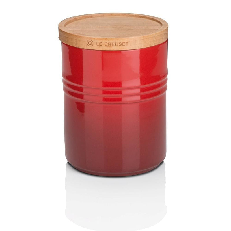 Le Creuset Stoneware Medium Storage Jar with Wooden Lid Cerise - Art of Living Cookshop (2382849605690)