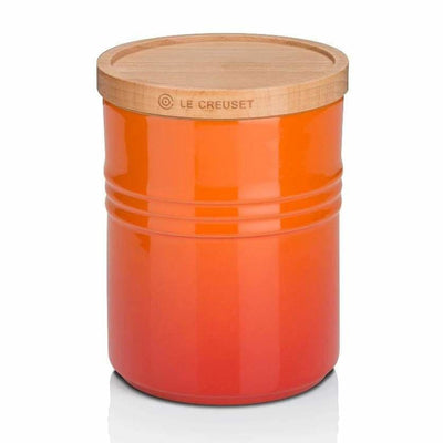 Le Creuset Stoneware Medium Storage Jar with Wooden Lid Volcanic - Art of Living Cookshop (2382849507386)