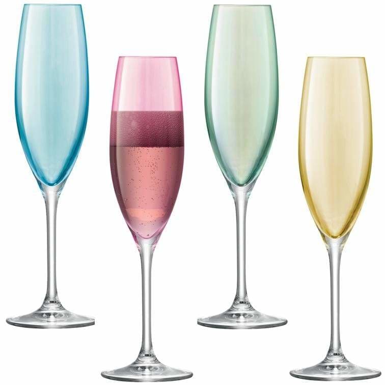 LSA Polka Champagne Flutes  (4 Glasses) 225ml Assorted Pastel Colours - Art of Living Cookshop (2368234815546)