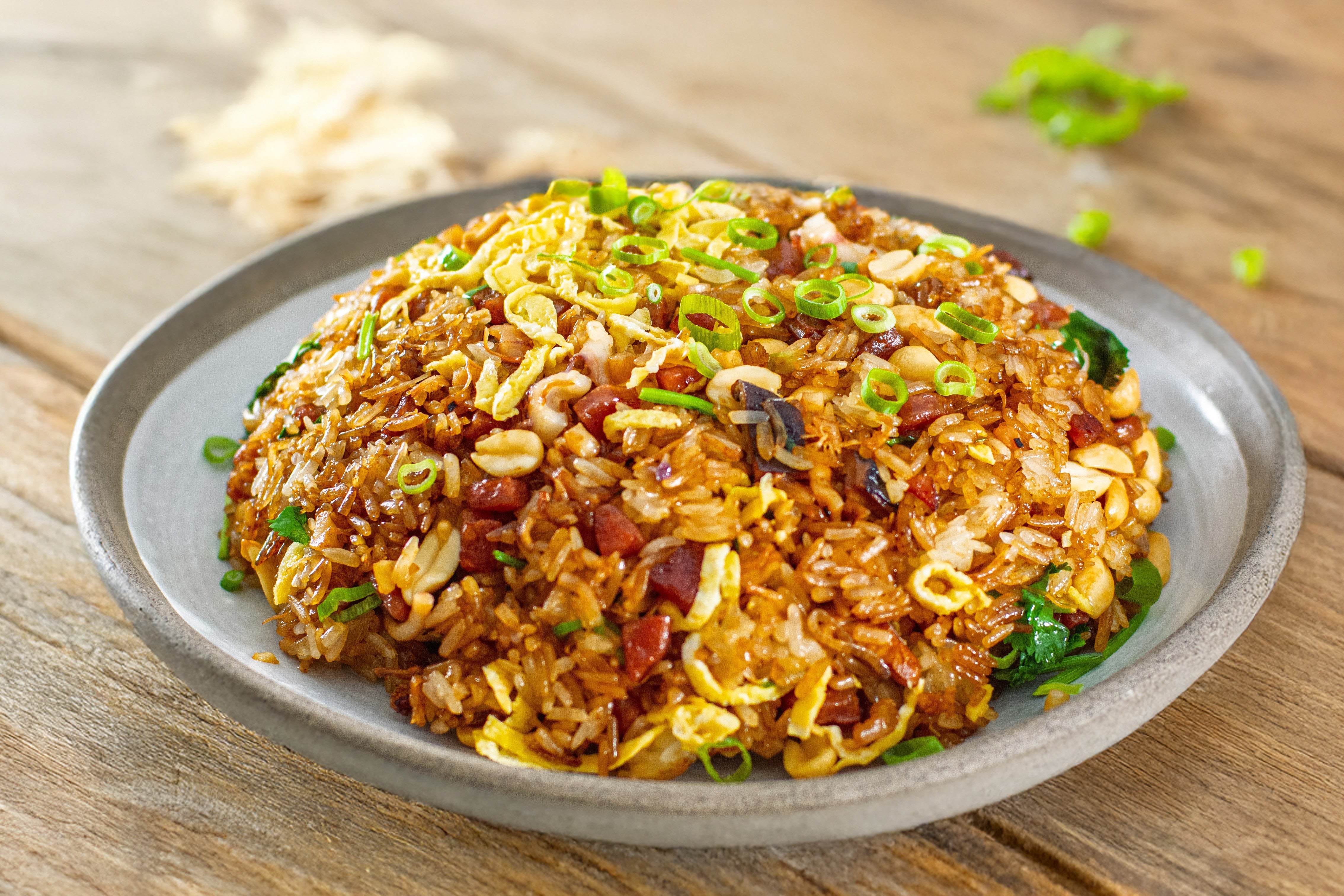 Cantonese sticky rice stir fry with Chinese sausage