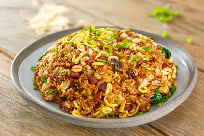 Cantonese sticky rice stir fry with Chinese sausage