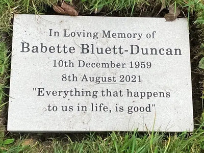 Babette's plaque / stone.