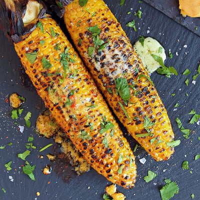 Barbequed Corn with Coriander and Chilli Butter