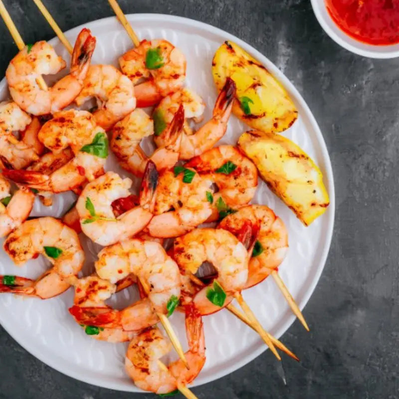 Grilled Garlic Prawn Skewers