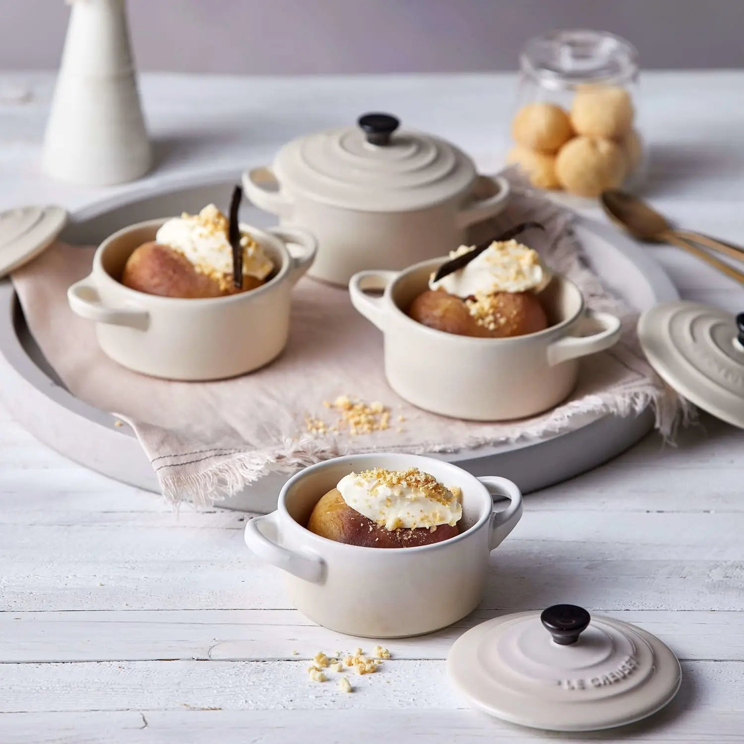 Poached Peaches with Almond & Amaretti Crumb
