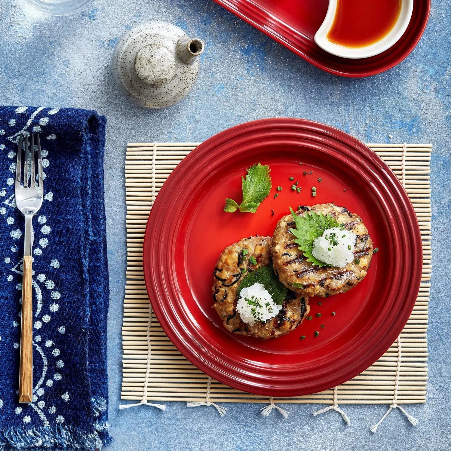 Pork, Tofu & Hijiki Patties with Ponzu Sauce