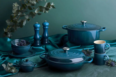 Le Creuset Deep Teal Casseroles, Mills, Mugs and other cookware