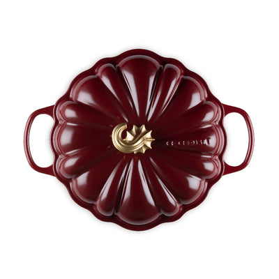 Le Creuset Cast Iron Signature Pumpkin Shallow Casserole Garnet 28cm with Gold Finish Handle