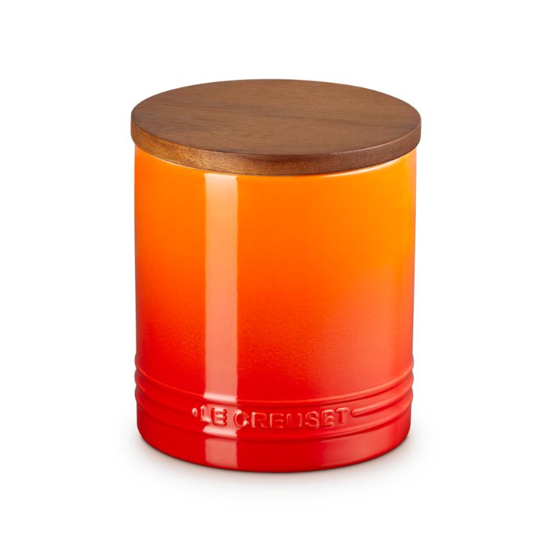 Le Creuset Stoneware Storage Jar with Wooden Lid 0.2L Flint (14931696189818)