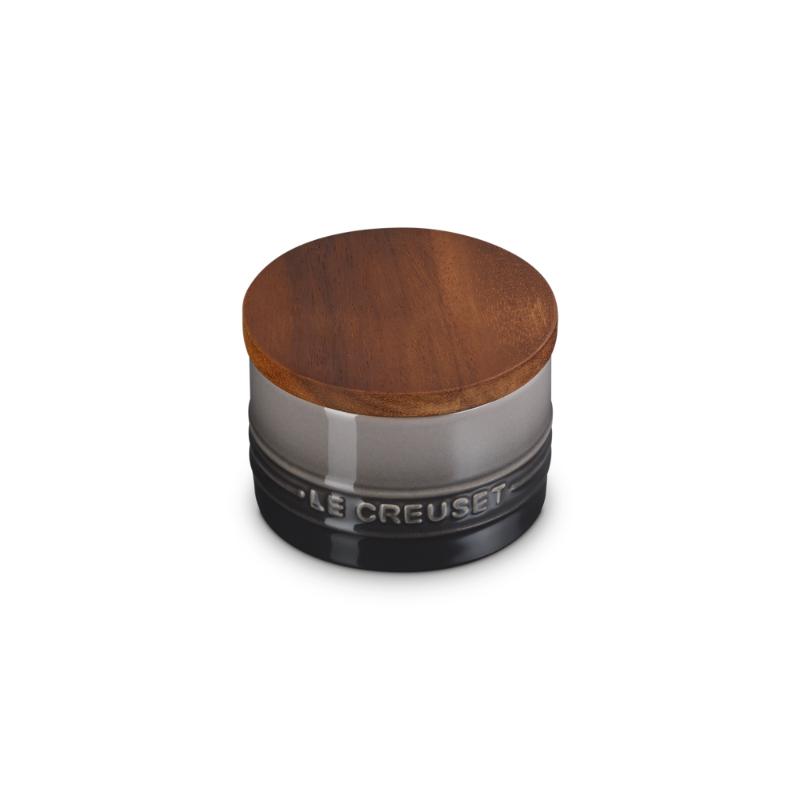 Le Creuset Stoneware Storage Jar with Wooden Lid 0.2L Flint (14931696189818)