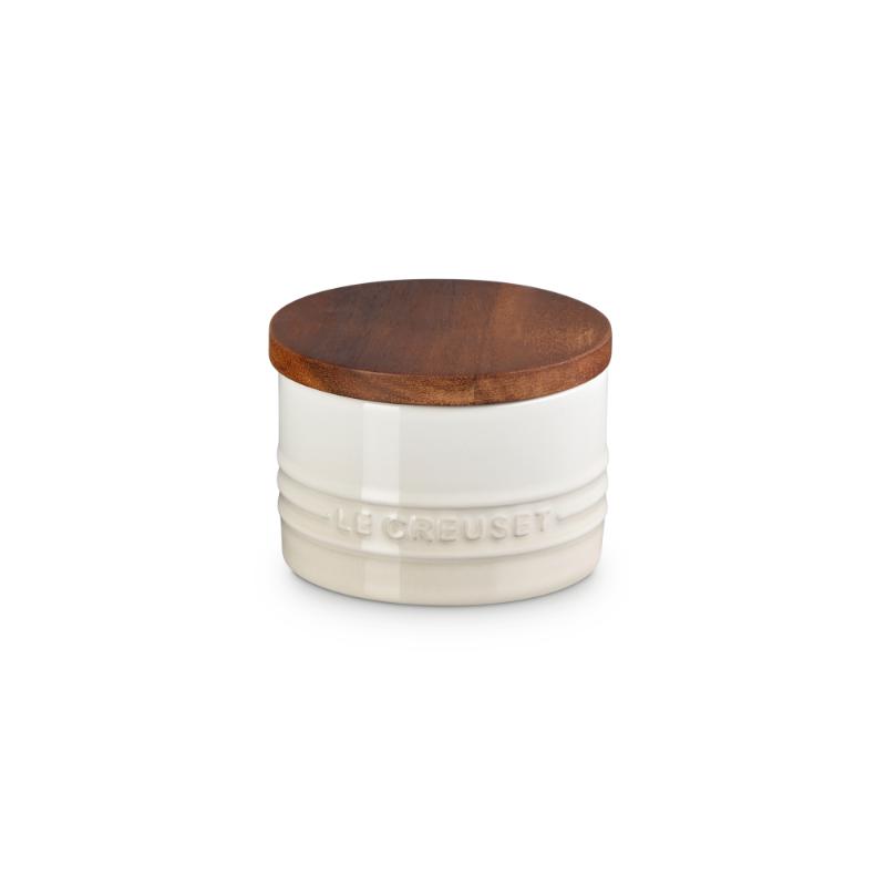 Le Creuset Stoneware Storage Jar with Wooden Lid 0.2L Flint (14931696189818)