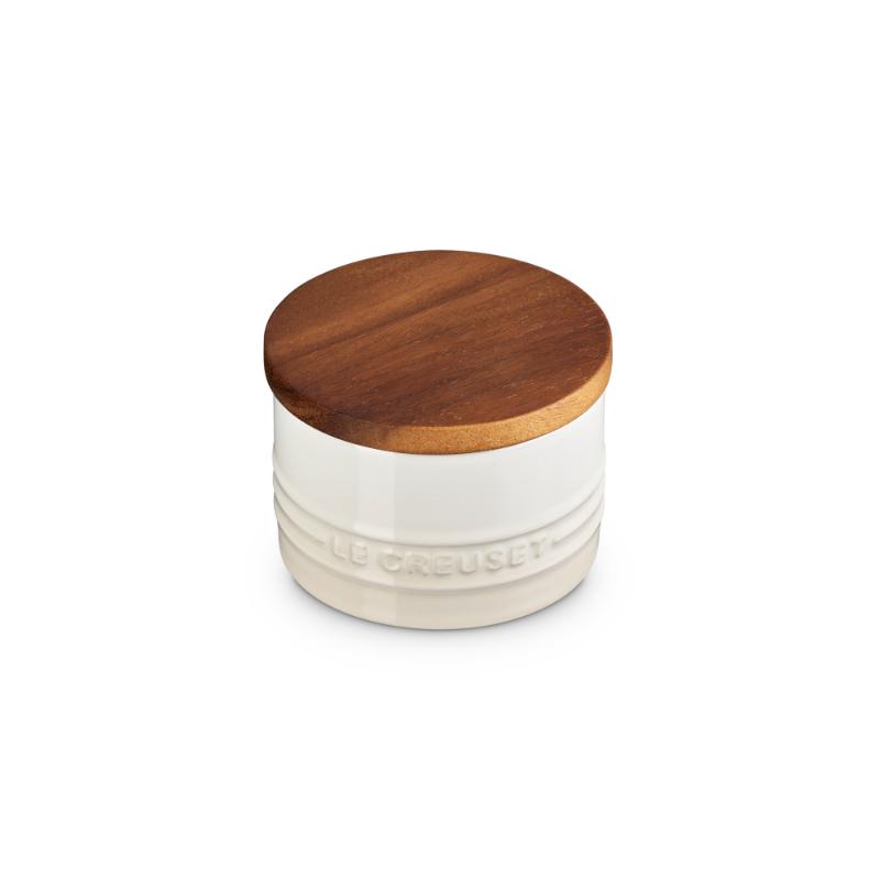 Le Creuset Stoneware Storage Jar with Wooden Lid 0.2L Flint (14931696189818)