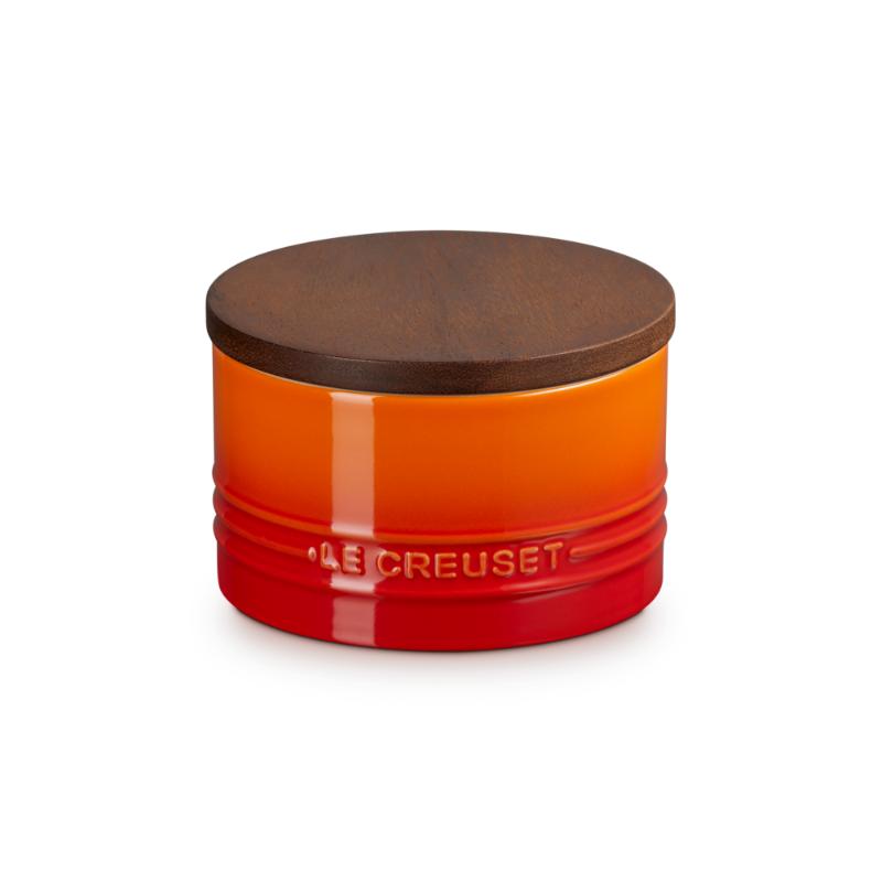 Le Creuset Stoneware Storage Jar with Wooden Lid 0.2L Flint (14931696189818)