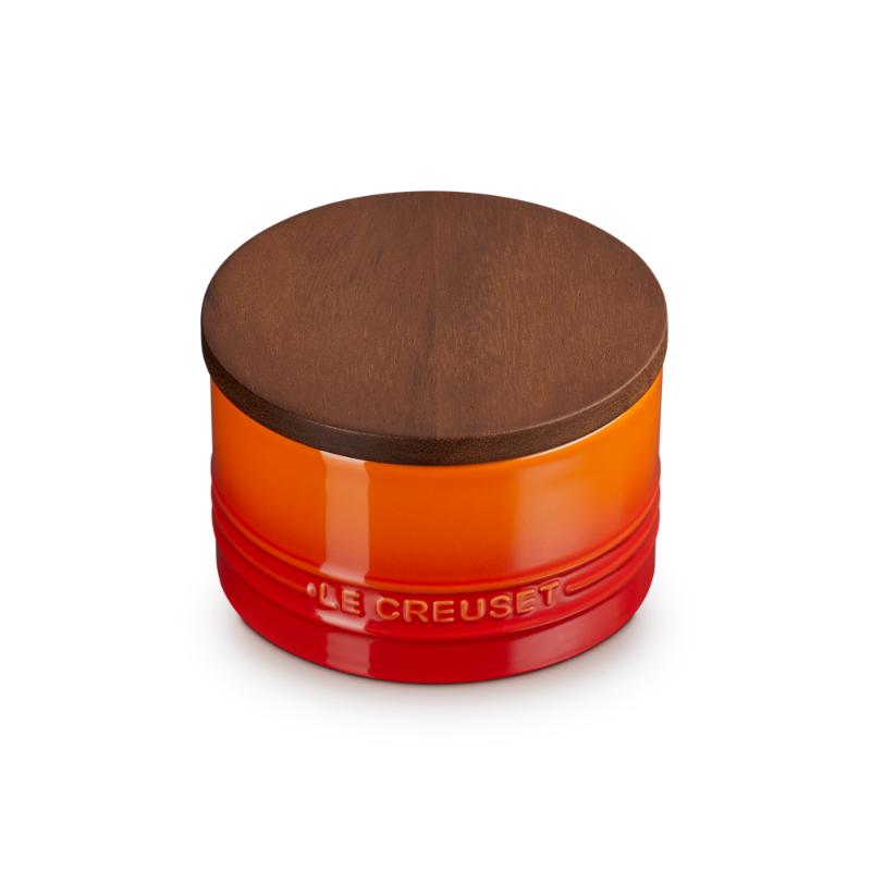 Le Creuset Stoneware Storage Jar with Wooden Lid 0.2L Flint (14931696189818)