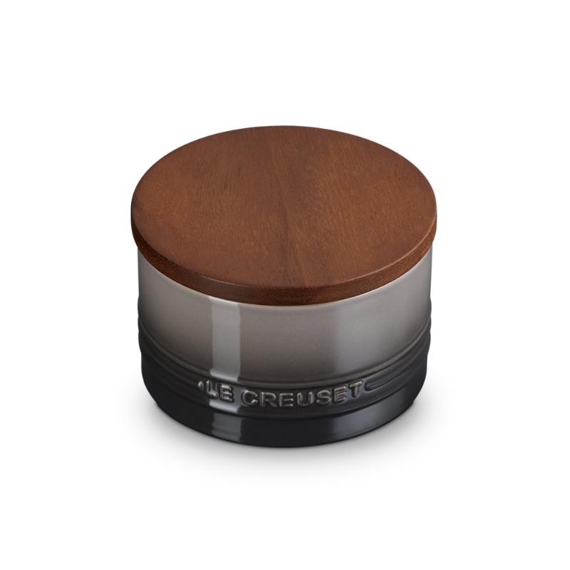 Le Creuset Stoneware Storage Jar with Wooden Lid 0.2L Flint (14931696189818)