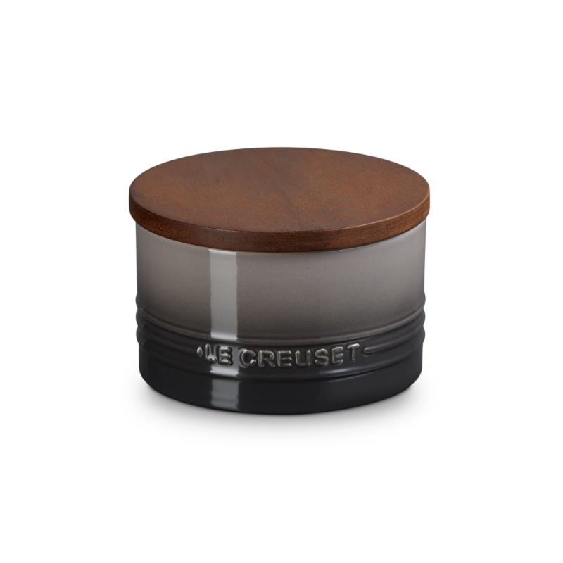 Le Creuset Stoneware Storage Jar with Wooden Lid 0.2L Flint (14931696189818)