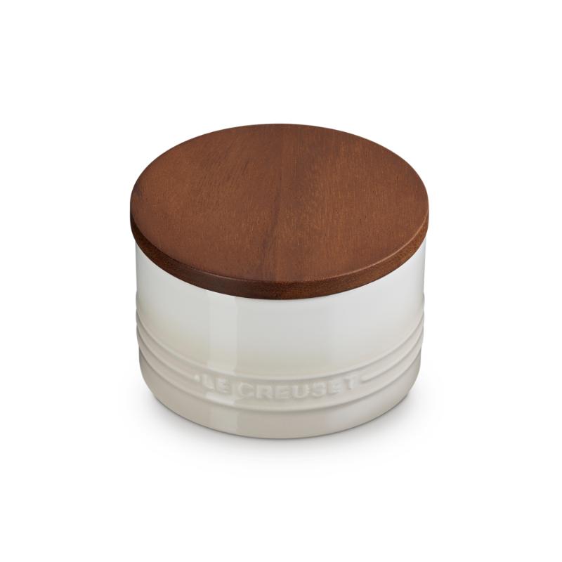 Le Creuset Stoneware Storage Jar with Wooden Lid 0.2L Flint (14931696189818)
