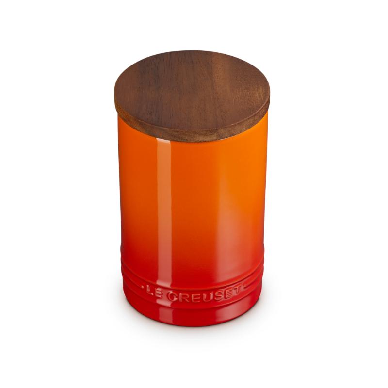 Le Creuset Stoneware Storage Jar with Wooden Lid 0.2L Flint (14931696189818)