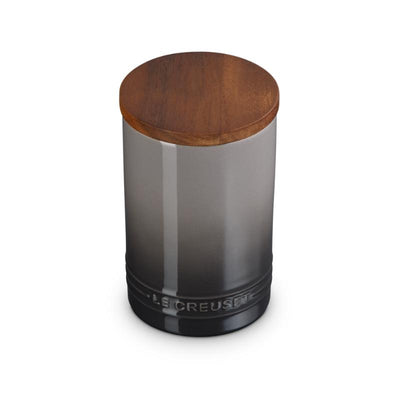 Le Creuset Stoneware Storage Jar with Wooden Lid 0.2L Flint (14931696189818)