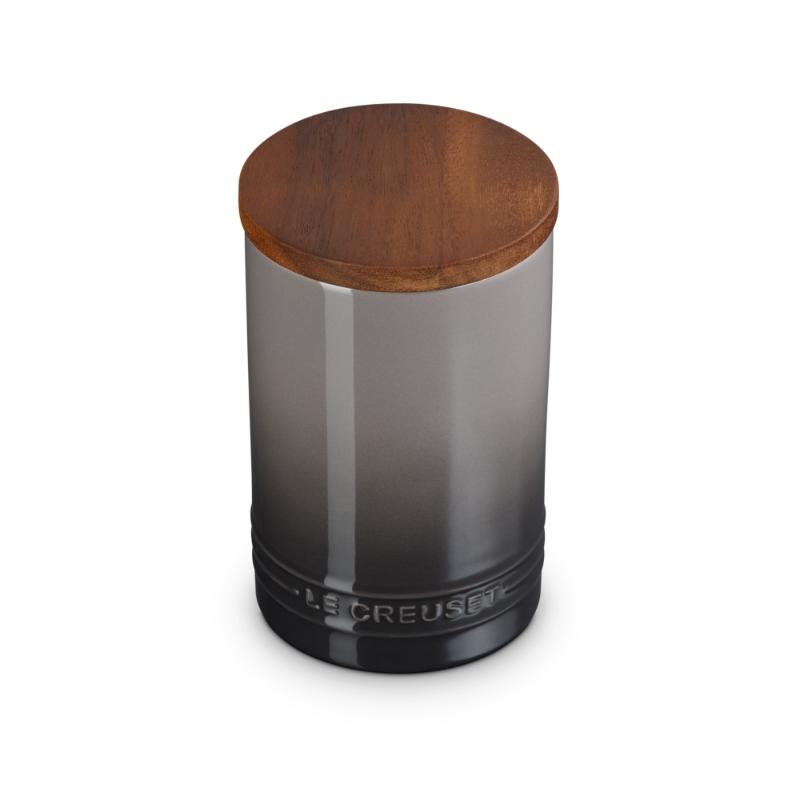 Le Creuset Stoneware Storage Jar with Wooden Lid 0.2L Flint (14931696189818)