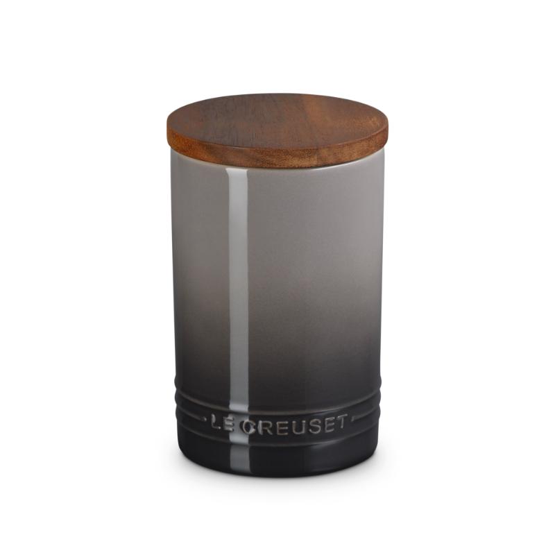 Le Creuset Stoneware Storage Jar with Wooden Lid 0.2L Flint (14931696189818)