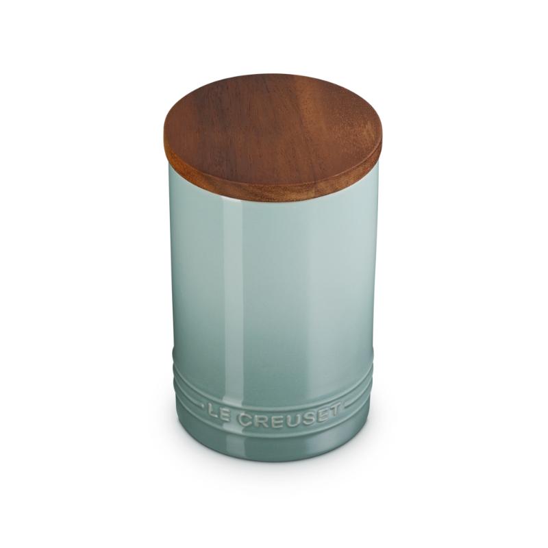 Le Creuset Stoneware Storage Jar with Wooden Lid 0.2L Flint (14931696189818)