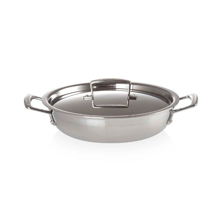 LE CREUSET SHALLOW CASSEROLE 3S ステンレス20 3-ply Stainless Steel Uncoated Shallow Casserole with Lid