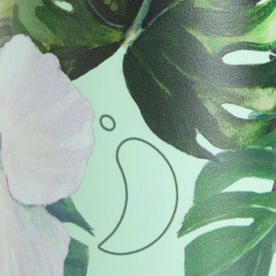 Close-up of tropical leaves with a light green background