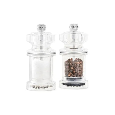 Two Cole & Mason salt and pepper shakers on a white background
