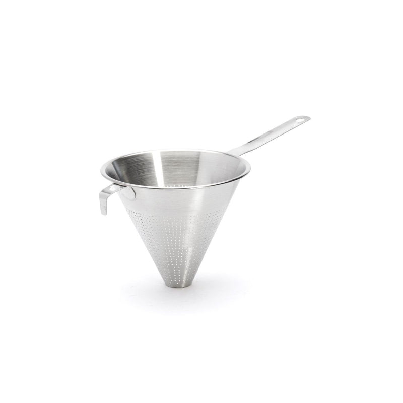 Metal funnel with handle on a white background