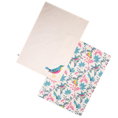 Dexam RHS Birds Set of 2 Tea Towels Organic Cotton - Stone (7135056953402)
