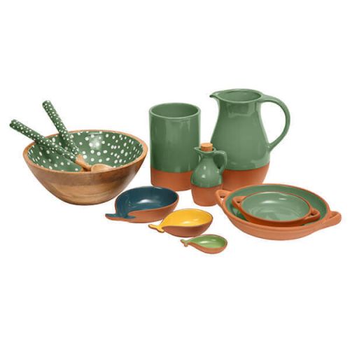 Dexam Sintra Large Glazed Terracotta Tapas Set Green (7058655903802) (7058693029946)