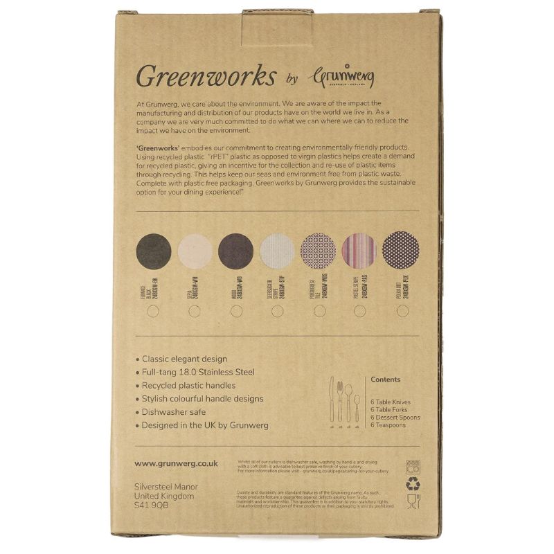 Grunwerg Greenwork Cutlery Set Furnace Black (24 Piece) (7183403089978) (7183440609338)