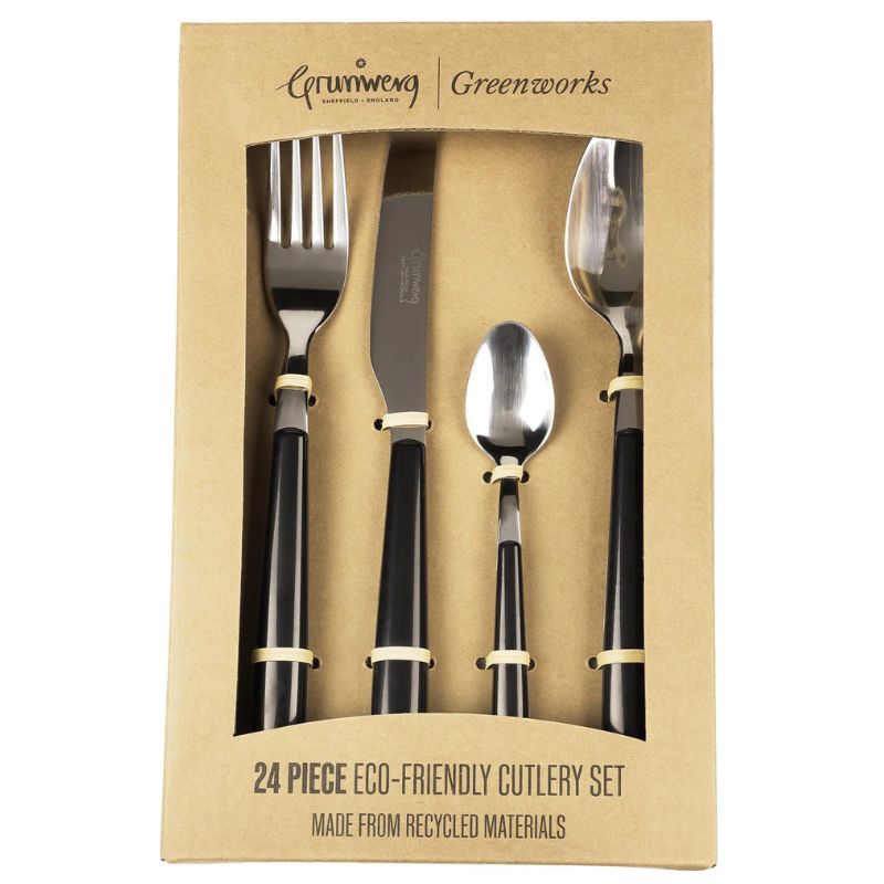 Grunwerg Greenwork Cutlery Set Furnace Black (24 Piece) (7183403089978)