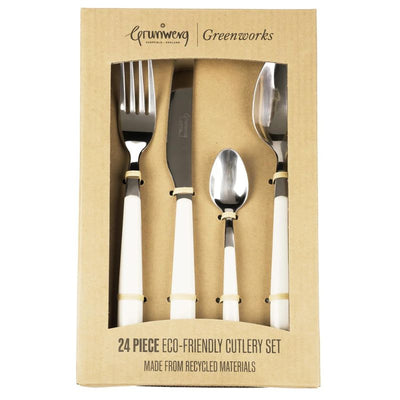 Grunwerg Greenwork Cutlery Set Sepia White (24 Piece) (7183440609338)
