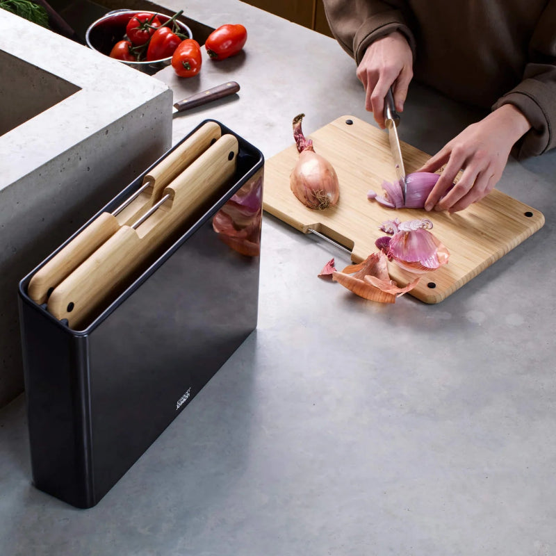 Joseph Joseph Folio™ Steel 3-Piece Bamboo Chopping Board Set With Black Stainless-Steel Case (15367928840570)