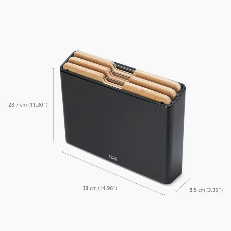 Joseph Joseph Folio™ Steel 3-Piece Bamboo Chopping Board Set With Black Stainless-Steel Case (15367928840570)