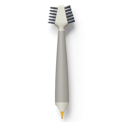 Gray toothbrush with bristle head on a white background