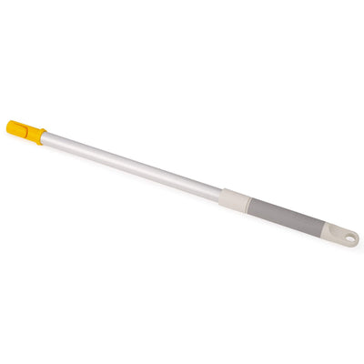 Extendable cleaning tool with yellow end on a white background