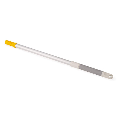 Extendable cleaning tool with yellow end on a white background