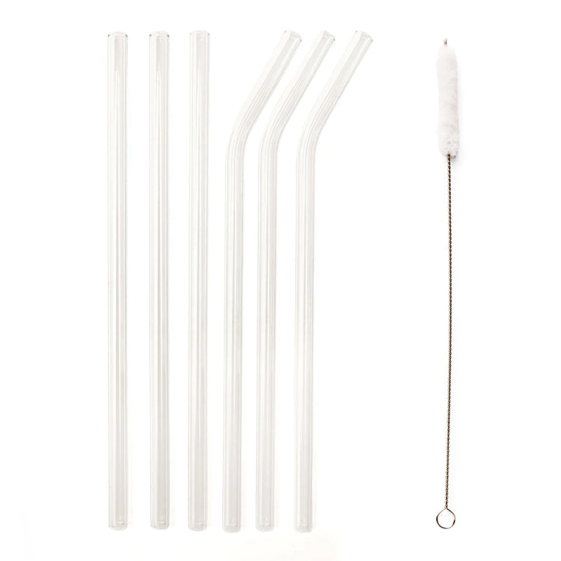 Kikkerland Clear Reusable Glass Straws