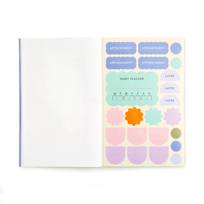 Set of colorful planner stickers on a white background