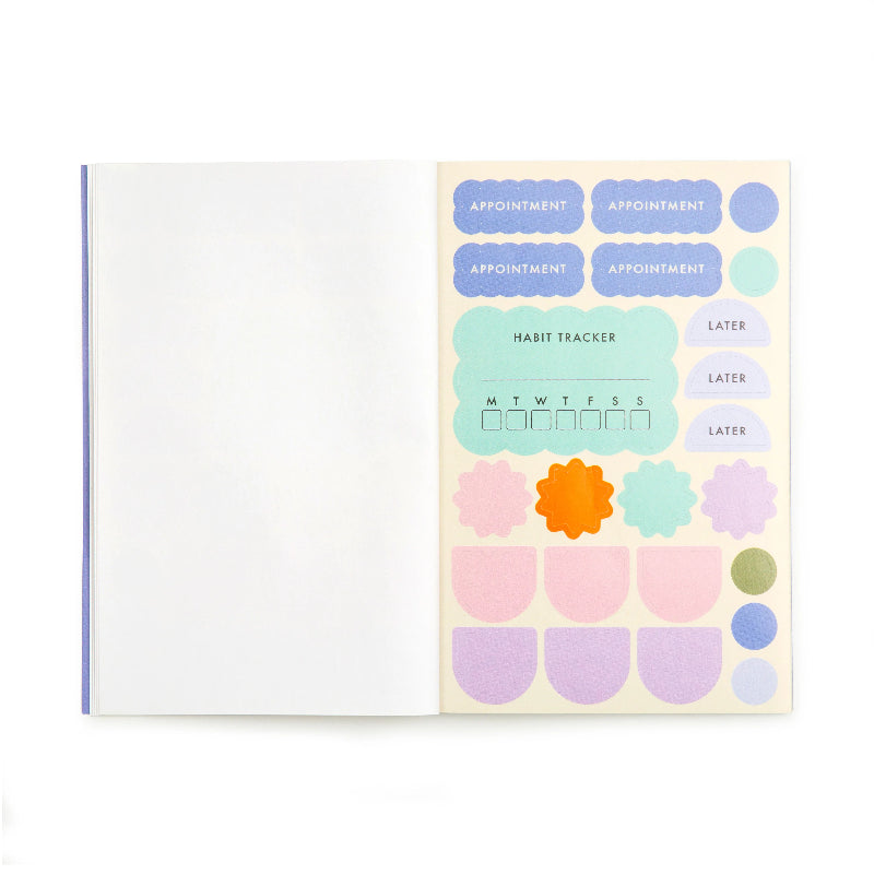 Set of colorful planner stickers on a white background