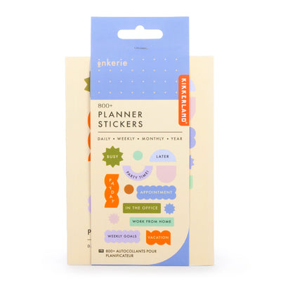 Package of planner stickers with colorful design on a white background