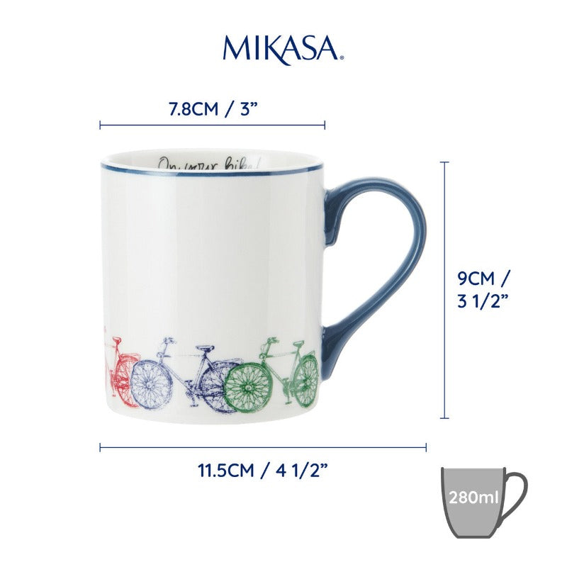 KitchenCraft Mikasa Can Mug Bikes 280ml (7142567346234)