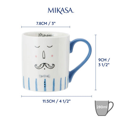KitchenCraft Mikasa Can Mug Monsieur 280ml (7142888570938)