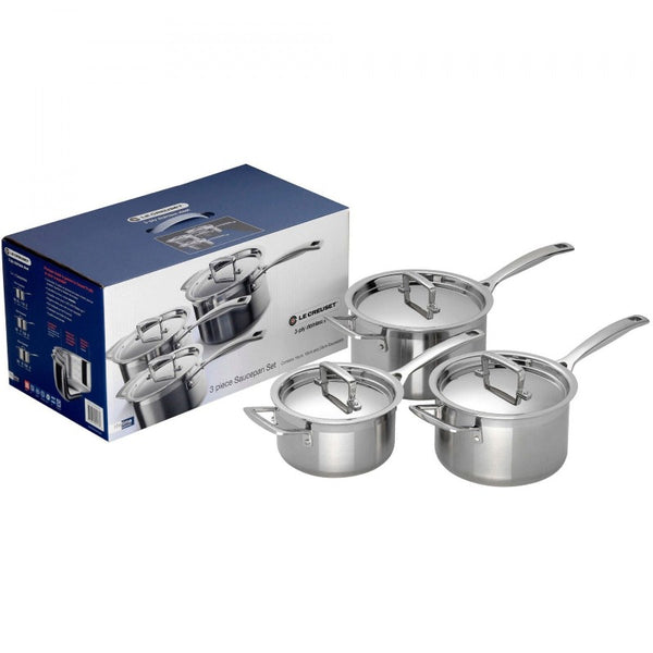 Le Creuset 3-ply Stainless Steel 3-piece Saucepan Set 16/18/20cm (2485580365882)